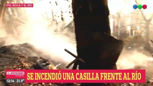 Incendio en el club de pescadores de Presidente Roca y el río