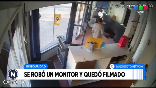 Robó un monitor, pero quedó filmado