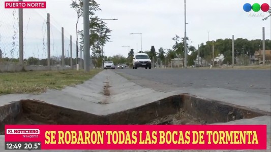 Se robaron todas las bocas de tormenta en zona de Puerto Norte