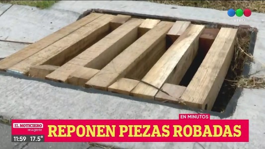 Reponen las tapas de bocas de tormenta robadas en Puerto Norte