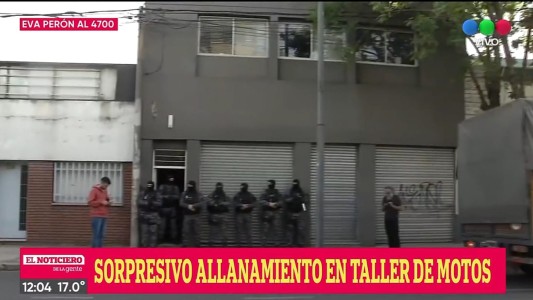 Allanamiento en un taller de motos en Av. Eva Perón al 4700