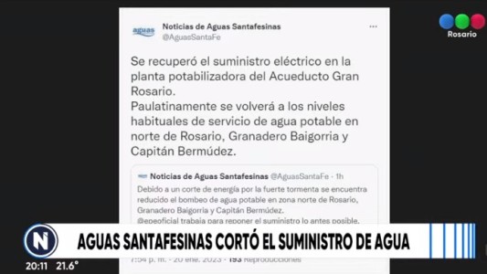 Aguas Santafesinas cortó el suministro pero ya se está normalizando
