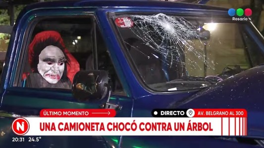 Sufrió una falla mecánica y chocó la camioneta contra un árbol