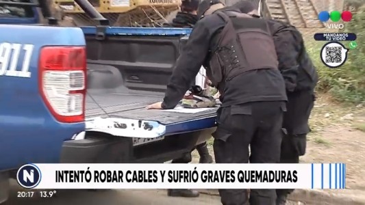 Robaba cables, provocó una explosión y sufrió graves quemaduras