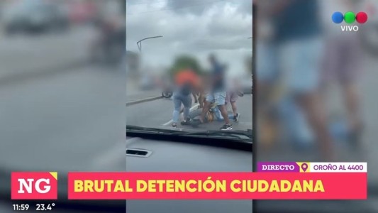 Brutal golpiza a un delincuente durante una detención ciudadana en Oroño al 4400