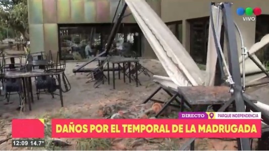 Daños en el bar del Parque Independencia por los fuertes vientos y la caída de árboles en la zona