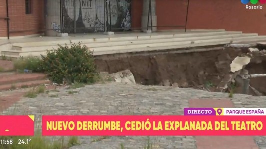 Se volvió a derrumbar una parte de la explanada del teatro del Parque España