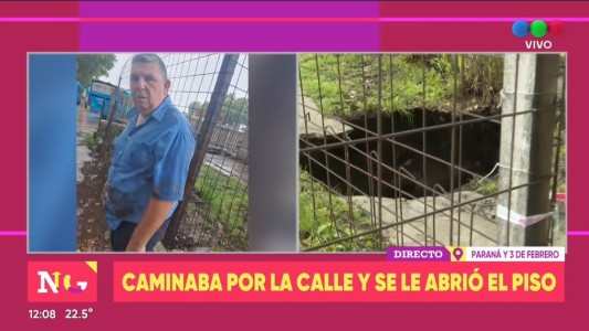 A un colectivero se lo tragó la vereda y cayó en un pozo