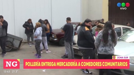 Pollería entrega mercadería a los comedores comunitarios en zona sur