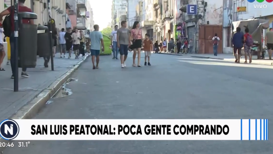 Calle San Luis se volvió peatonal, poca gente comprando