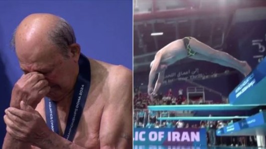 Un iraní de 100 años recibió una medalla de oro por su salto en el Campeonato Mundial de Natación