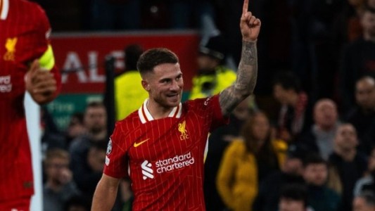 Alexis Mac Allister convirtió su primer gol en Champions League con el Liverpool