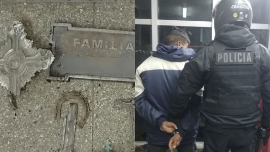 Detuvieron a un joven que intentaba robar cruces de bronce en el cementerio La Piedad