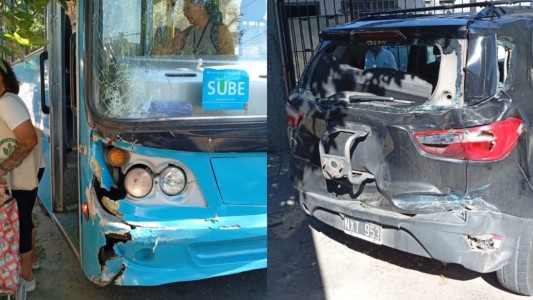 Un colectivo se desvió, subió a la vereda e impactó contra un auto que estaba estacionado