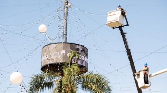 El arbolito de Oroño y Pellegrini se ilumina para celebrar una nueva Navidad rosarina