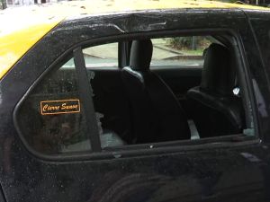 Una rama cayó sobre un taxi: lo dejó destruido y fuera de servicio