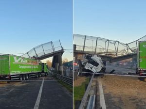 Se derrumbó un puente sobre la Panamericana en Escobar tras el impacto de un camión