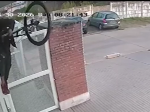 Trepó un portón, saltó y robó una bicicleta en Rosario